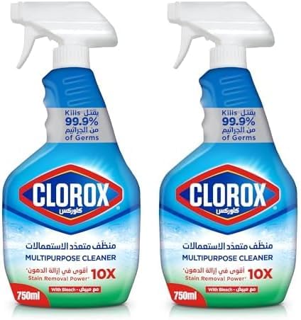 Multipurpose Spray Cleaner with Bleach, 750ml, Kills 99.9% Of Germs, Clorox Spray Cleaner with Bleach (Pack of 2)