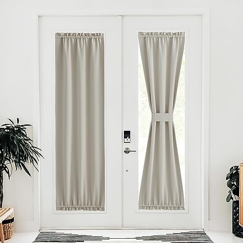 NICETOWN Blackout Door Curtain - Privacy Thermal Insulated Farmhouse Window Curtains for Patio French Front Door Sidelight Curtain for Wind Cover, W30