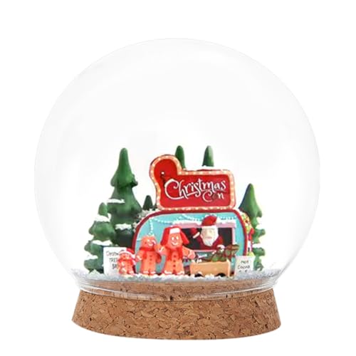 BENECREAT 4.3x4.25inch Clear Glass Cloche Display Dome with Cork Base, Eternal Transparent Flower Glass Cover for Christmas Party and Art, Inner Diameter: 74mm