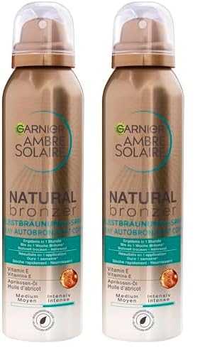 Garnier Ambre Solaire Spray autobronzant avec huile de noyau d'abricot, accélérateur de bronzage...