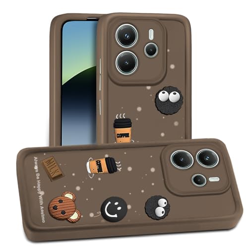 Image of AESTMO Back Case Cover for Redmi Note 14 5G Cover | Cute Fun Cartoon 3D Ball | Coffee Silicone Case | Full Body Protection | Camera Protection Back Cover for Redmi Note 14 5G (Brown)
