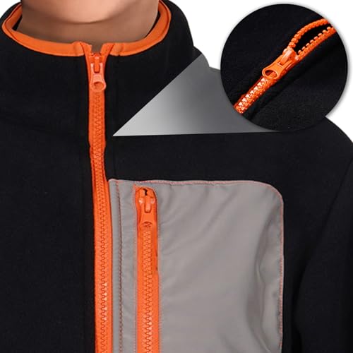 Boys Winter Fleece Jacket Warm Outerwear Lightweight Full Zip Jacket Polar Fleece Lined Hoodless Hoodie for Kids4