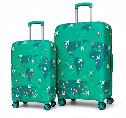 Image of Printed Luggage Cover for Traveling Bag & Suitcase - Stretchable & Scratchproof Trolley Protector with Velcro Lock & Lightweight Washable Material(Suitcase Bag Not Included, Only Cover in Product)