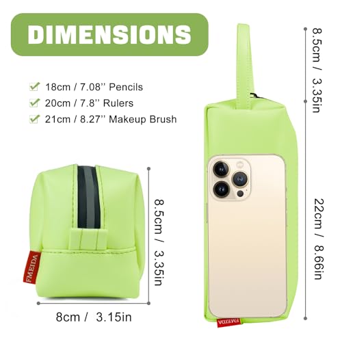 Image of Fmeida Pencil Case Pencil Bag Green Pencil Pouch PU Leather Pen Case Pen Holder Stationery Organizer Pouch Zipper Bag for Pencils Pens Markers Makeups
