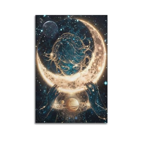 XLFNUN Póster decorativo de luna Munchkin para pared e impresión artística moderna para dormitorio familiar, 50 x 75 cm