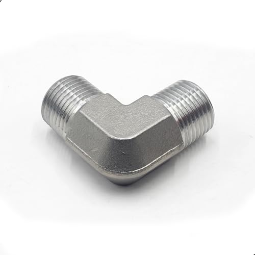 Image of HFS(R) 1 /2 inch NPT Male x 1 /2 inch NPT Male Elbow 90 Degree, Heavy Duty Barstock Street Elbow, Stainless Steel 304