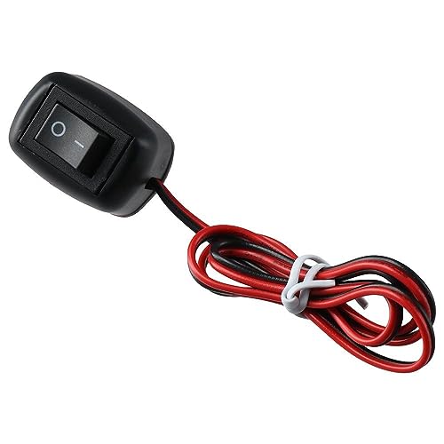 HOBBYIN ON Off Push Button Switch,12V 24V 0.6M Prewired Switch, Durable Installation Rocker Switch 12V/7.5A 24V/3.8A