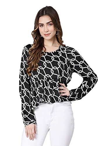 Image of oxolloxo Black Fleek Satin Printed Women top