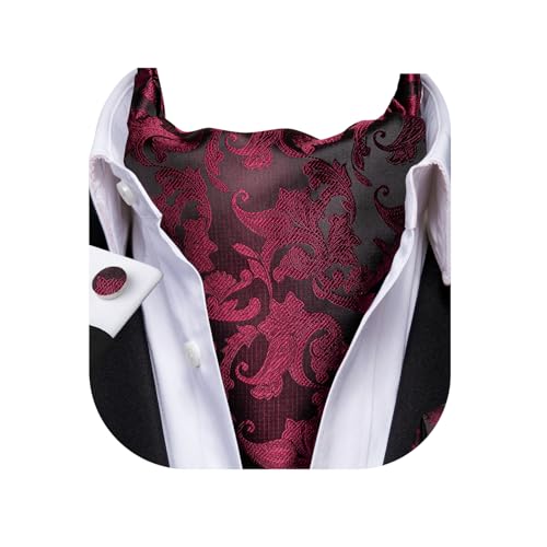 Image of Dubulle Paisley Floral Ascot for Men Self Tie Mens Cravat and Pocket Square Cufflinks Wedding