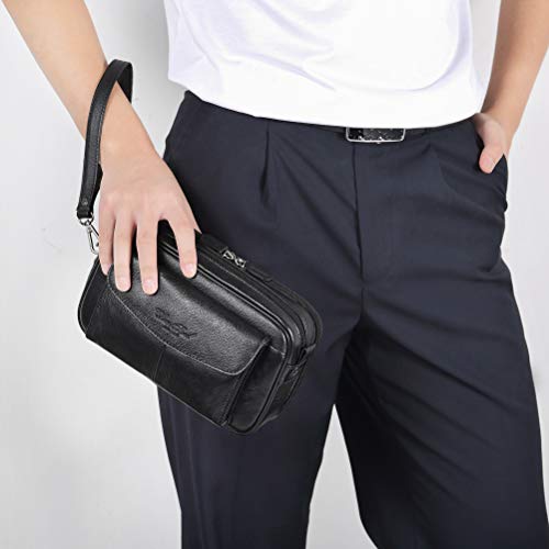 Leather Clutch Purse Wallet for Men Handbags Business Organizer Phone Holder Wrist Bag3