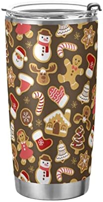 Yasala Christmas Tumbler Gingerbread Cute Insulated Coffee Cup Back to School Beverage Container Office Travel Mug with Straw and Lid 20oz Holiday New Year Gift