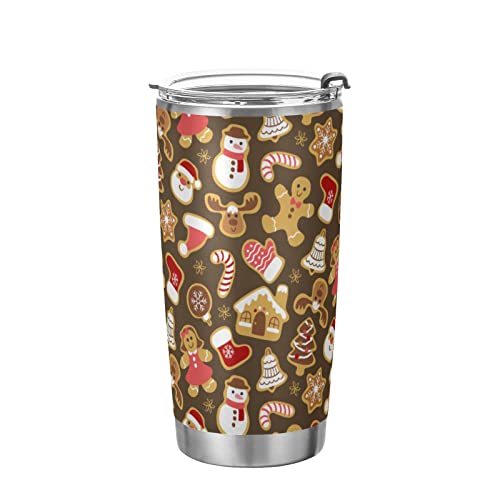 Yasala Christmas Tumbler Gingerbread Cute Insulated Coffee Cup Back To School Beverage Container Office Travel Mug With Straw And Lid 20Oz Holiday New Year Gift #TOP3