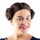 City Costume Wigs Brown Braided Princess Wig | Braided Star Princess Buns Wig for Adults