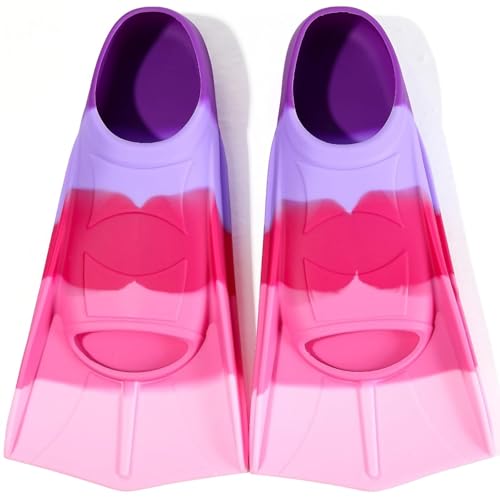 Foyinbet Kids Swim Fins Kids Flippers Short Youth Swimming Fins for Lap Swimming and Training for Children Girls Boys 2XS