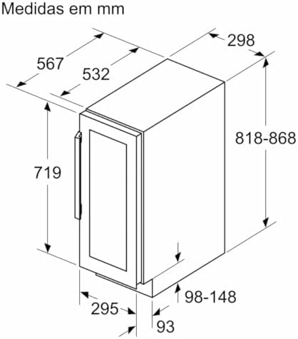 Bild 3 - Bosch KUW20VHF0 Serie 6 Weinkühlschrank, 82 x 30 cm, 21 Flaschen, Temperatur: 5-20 °C, eine Temperaturzone, 58 L, LED-Beleuchtung gleichmäßige Ausleuchtung, ausschaltbares Präsenterlicht