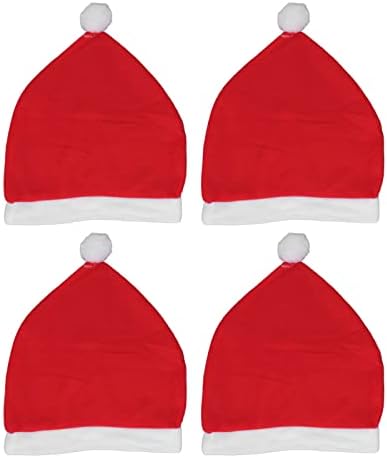 Ahgsup 4Pcs Santa Hat Xmas Holiday Cap Christmas Car Seat Headrest Cover Decorations Festival Supplies