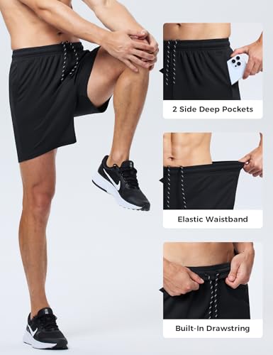 VGVB 3 Pack Men's Athletic Shorts 7 Inch Quick Dry Workout Gym Shorts Lightweight Sports Running Short for Men with Pockets,Large - Image 4