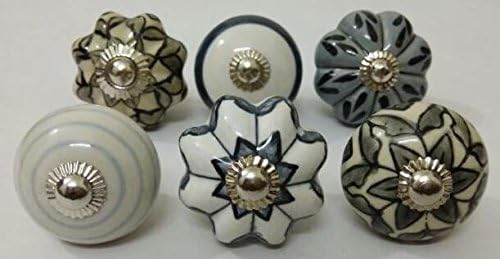 LIGHT GREY COLOR CERAMIC KNOBS DRAWER PULLS KID BEDROOM KNOBS CABINET KNOBS KITCHEN KNOBS PULLS (DESIGN O9)