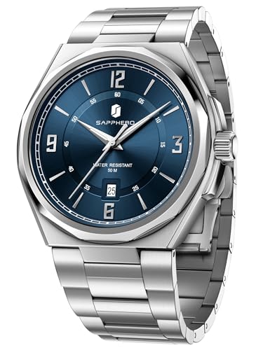 SAPPHERO Watches for Men Arabic Numeral Dial Quartz Wristwatch 50M