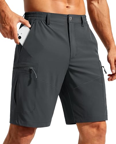 TACVASEN Men's Hiking Shorts 9" Lightweight Stretch with Zipper Pockets