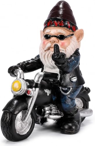 YFJSML Nain de Jardin Moto,Statue De Nain De Jard in Exterieur,13.3cmx13cm Sculptures Statues de Ja rdin en Décoration Humour Décoration Balcon Cadeaux pour Les passionnés de Moto