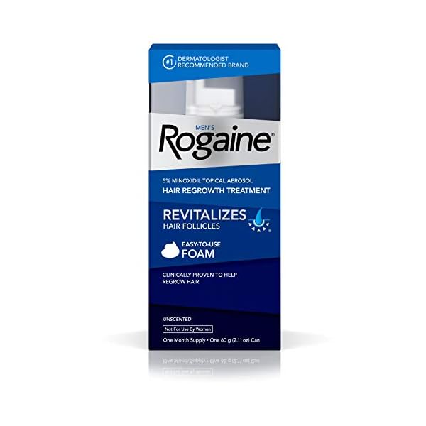 Men's Rogaine 5% Minoxidil Foam for Hair Loss and Hair Regrowth, Topical Treatment for Thinning Hair, 1-Month Supply
