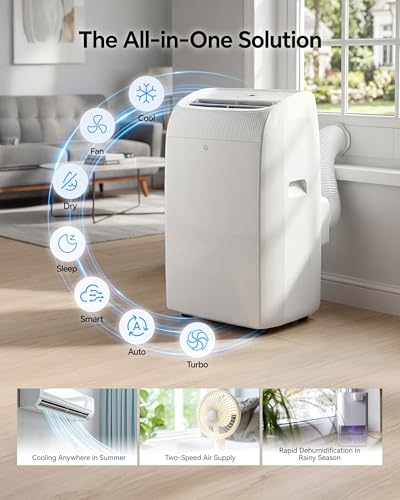 Image of Feelfunn 14,000 BTU Portable Air Conditioner - Multi-Function Portable AC Unit Cools Up to 700 Sq. Ft., with Ultra-Quiet(42db), Auto Swing, 24H Timer, AC Unit for Bedroom, Dorm, Apartment