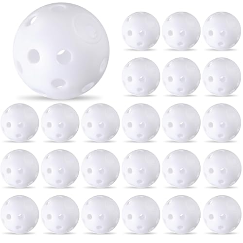 ENERKEEN Practice Golf Balls 24 Pack, 42mm Plastic Golf Balls, Practice Golf Balls for Backyard, Training Golf Balls for Swing Practice - White