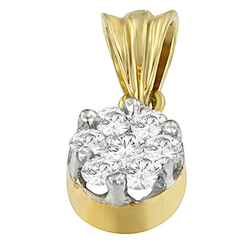 Original Classics 14K Yellow Gold 1/2 cttw Round Cut Diamond Circle Pendant Necklace (H-I, I1-I2)