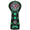 Big Teeth Golf Head Covers Driver Hybrid Fairway Cover Golf Club Protector Lucky Clover and USA Pattern Black (Driver Cover)