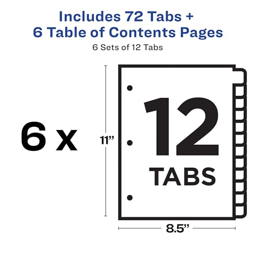 Avery Ready Index Table of Contents Dividers, 12-Tab, Color, 6 Sets by Avery - Image 4
