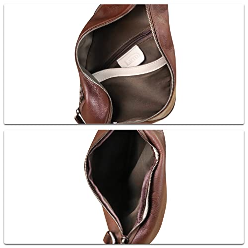 Image of Genuine Leather Silng Bag for Women and Men Vintage Leather Sling Backpack Shoulder Crossbody Bag Chest Purses
