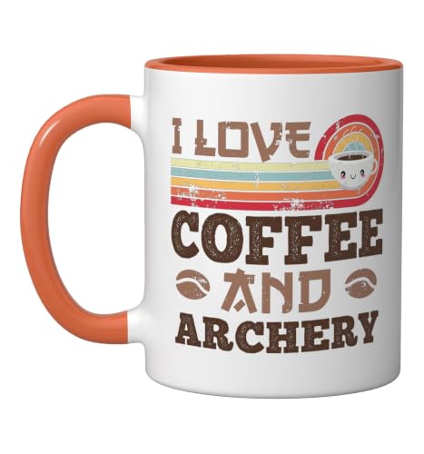 I Love Coffee and Archery Cute Kawaii Mug