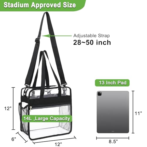 Image of Fammart Clear Bag for Stadium Events, 12x6x12 Jelly Tote Bag for Women with Zipper for Beach Sports Concerts Work
