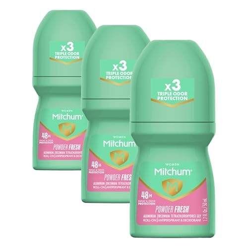 Image of Mitchum Women Antiperspirant Deodorant Roll-On | Powder Fresh | 1.7oz | Pack of 3