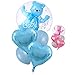 DIWULI, 5 Parties Douces Ballon Set, Baby Boy Ballon Bleu + 2 + 2 Ballons cardiaques Ballons en Latex, Feuille Ballon bébé Ours garçon Feuille Ballon pour Le Baby Shower, Naissance