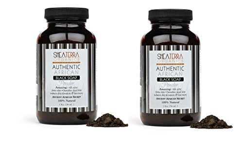 Shea Terra Organics -100% Pure African Black Soap 8 oz 2-Pack
