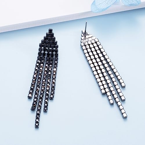 SELOVO Chandelier Tassel Dangle Linear Drop Earrings Party Jewelry Clear Austrian Crystal3