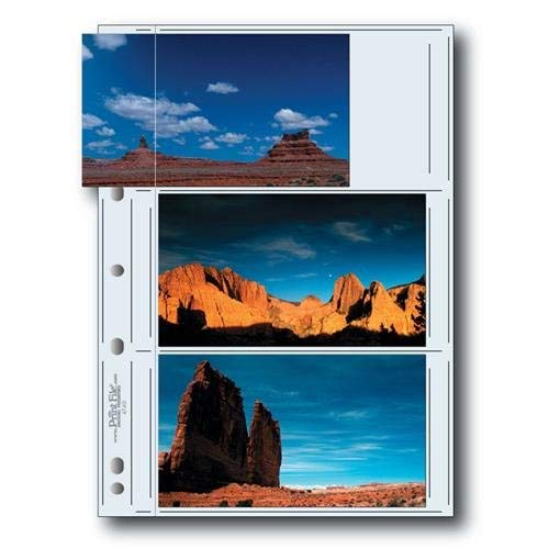 Print File Premium Archival Album Page for Six 4x7" APS Prints, 8 mil, 25 Pack, Clear