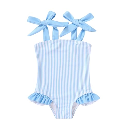 Image of YOUNGER TREE Toddler Swimsuit Girl Color Block Stripe One-Piece Swimwear Baby Girl Bathing Suits