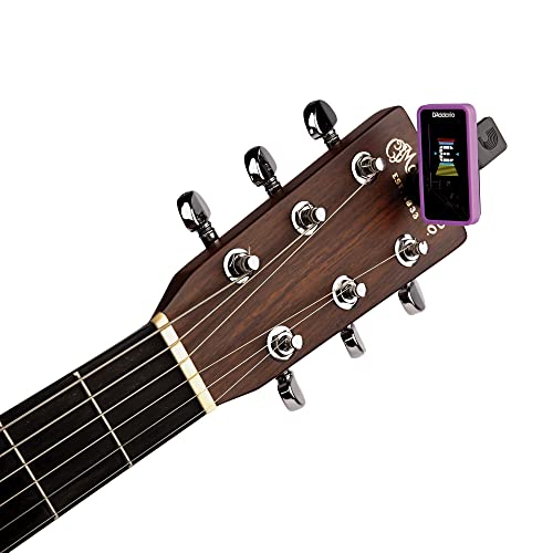 D'addario Accessories Guitar Tuner - Eclipse Headstock Tuner - Clip On Tuner For Guitar - Great For Acoustic Guitars & Electric Guitars - Quick & Accurate Tuning - Purple #TOP3