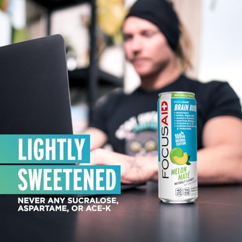 Image of FOCUSAID Energy Blend, Brain Boosting Nootropics Drink, Alpha-GPC, GABA, B-Complex, Yerba Mate, Green Tea, 100% Clean, 100mg Natural Caffeine, 12-oz. can, 12 Pack
