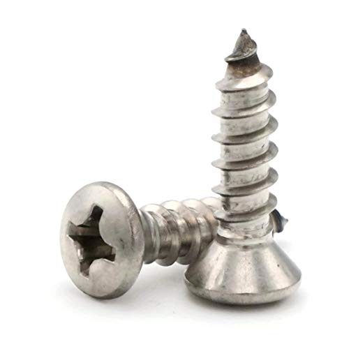 Phillips Oval Head Sheet Metal Screws 18-8 Stainless Steel - #14 x 2 Qty-25
