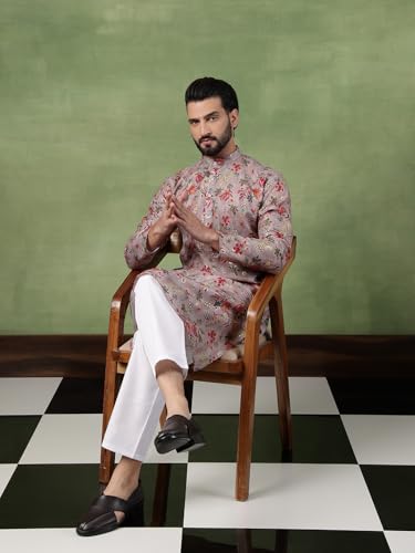 Image of SOJANYA (Since 1958 Men's Cotton Floral Print Long Kurta