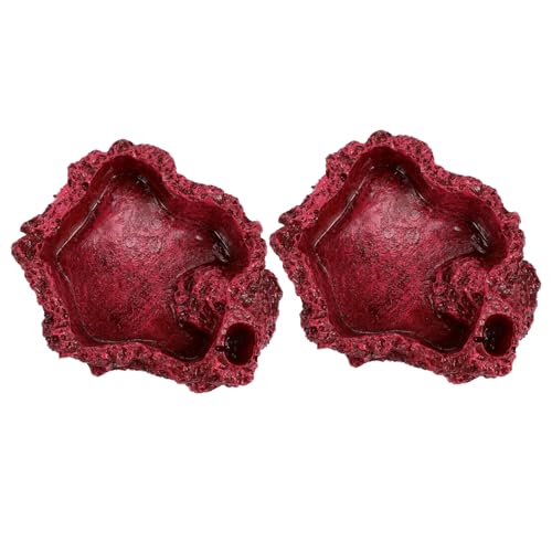GALPADA 2Pcs Tortoise Water Dish Reptile Feeder Durable Resin Reptile Dish for Lizards Snakes Turtles Feeding Bowl for Terrarium Reptile Habitat Use