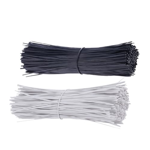 BESPORTBLE 1000 pièces Serre-câbles Fil Métallique avec Revêtement Plastique Noir et Blanc Attaches Réutilisables pour Organisation de Câbles Maison et Au Bureau Kit de Chaque Couleur