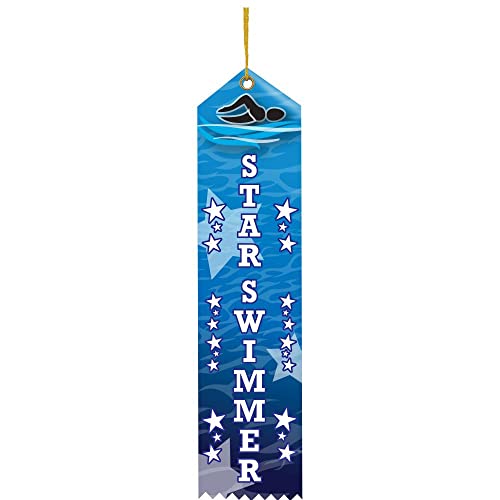 Crown Awards Award Ribbon, 2" x 8" Star Swimmer Award Ribbon, 25 Pack Prime