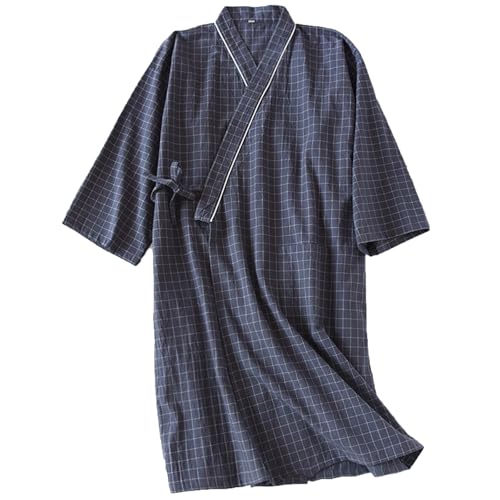 パジャマ 綿100% バスローブ ダブルガーゼ 和風 前開き 男女兼用 介護パジャマ 肌触りよい 吸汗吸湿 ゆったり 入院 寝間着 部屋着 お風呂上がり L（Amazon）