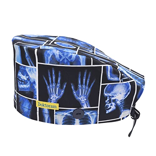 Black X-Ray Cap With Buttons: Sleek And Functional With An X-Ray Print Design, Ideal For Healthcare Professionals #TOP6