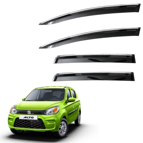 Image of CAR SAAZ Non-Breakable Smoke Door Visor for Alto 800 (2021-2023)| Sun, Rain Wind Deflector | Strip Side Door Rain Visor - Set of 4 Pcs